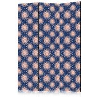 PARAVENT Einseitig Bedruckter 3-tlg 135x172 cm Sonnen im Boho Stil - Blau, Holz/Textil (135/172/3cm) - Muralo