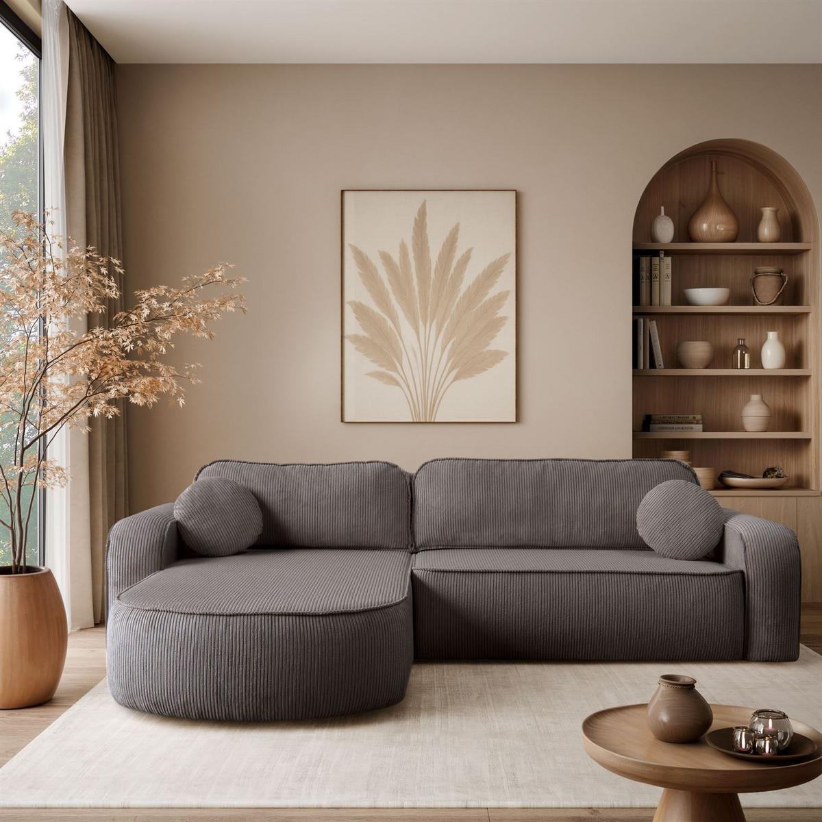ECKSOFA VENUS mit Schlaffunktion und Bettkasten, Poso 04 - Braun, Textil (275/178cm)