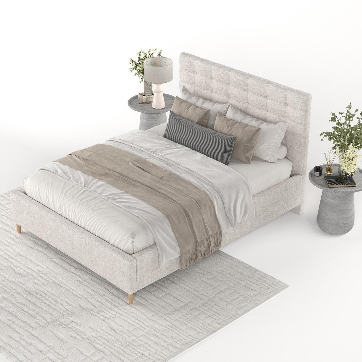 POLSTERBETT Soma 140/200 cm Hellbeige im Neve Stoff - Sandfarben/Naturfarben, Holz/Holzwerkstoff (140/200cm) - AltaBeds