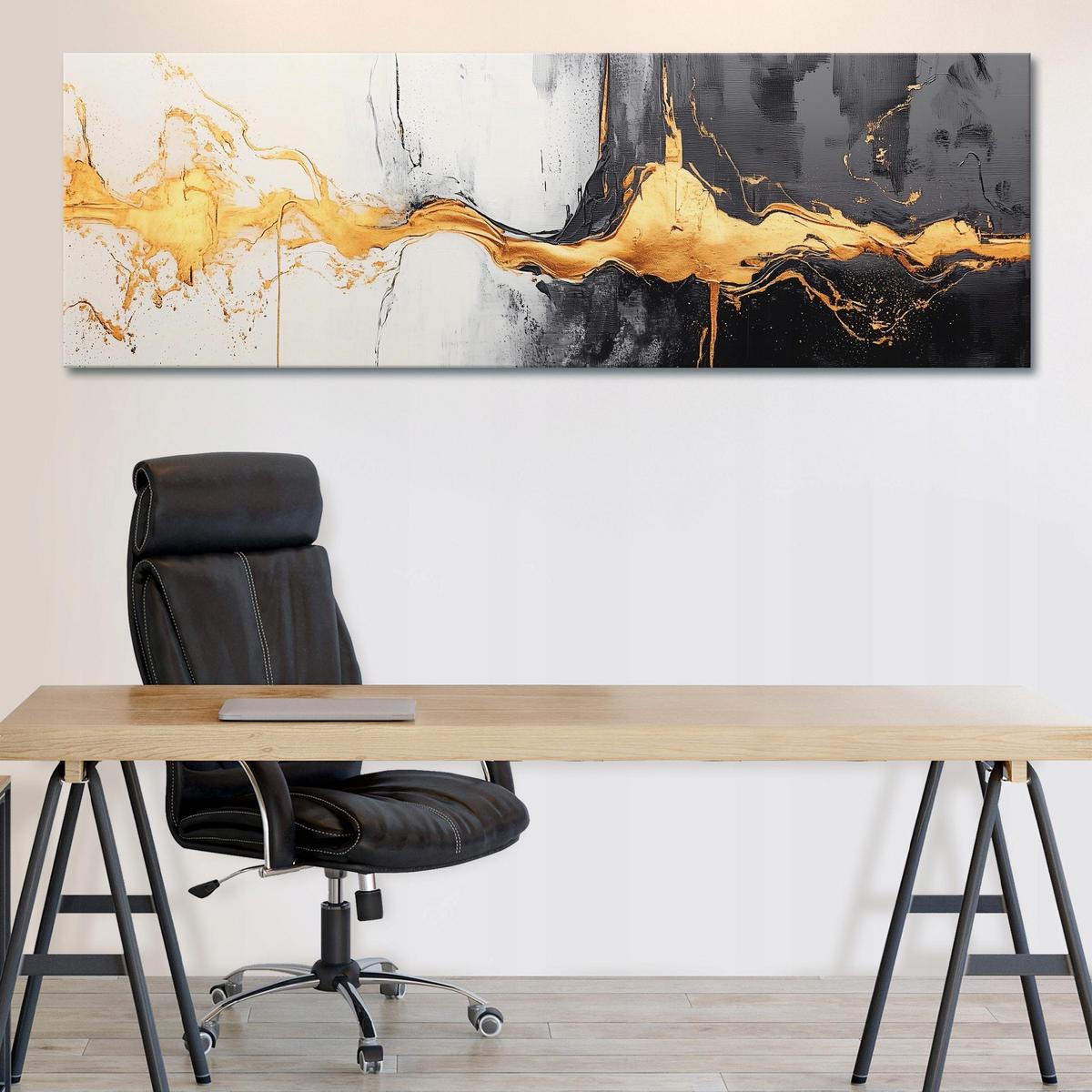 LEINWANDBILD Abstrakt Schwarz Modern 145x45 - Multicolor, Holzwerkstoff (145/45cm) - Wallarena