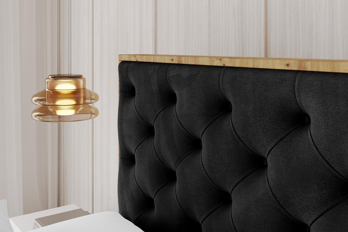 POLSTERBETT mit Bettkasten, Fußteil und Lattenrost, Boxbett mit Matratze H3/H4 - ENZO3-Z 180x200 Schwarz - Schwarz, Holzwerkstoff/Textil (180/200cm) - ALTDECOR
