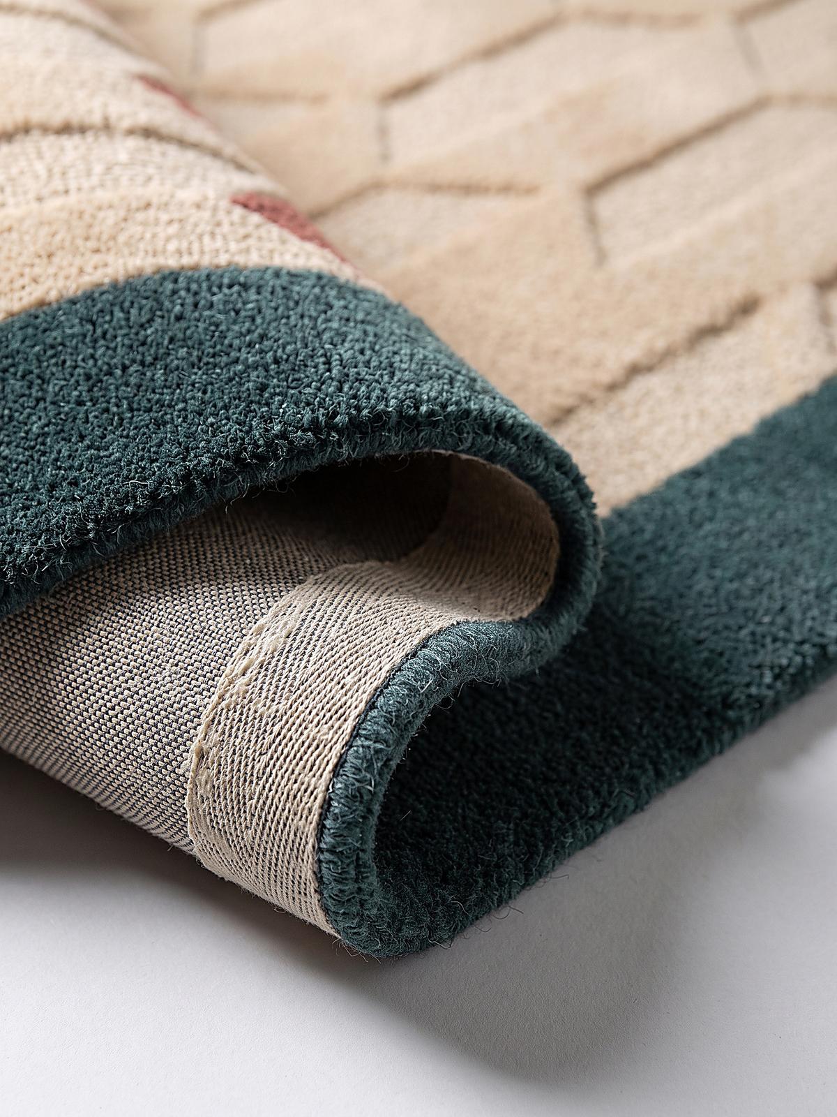 TEPPICHLÄUFER handgetuftet DARENT, Wabenmuster, Petrol, 60 x 230 cm - Türkis, Textil (60/230cm) - KADIMA DESIGN