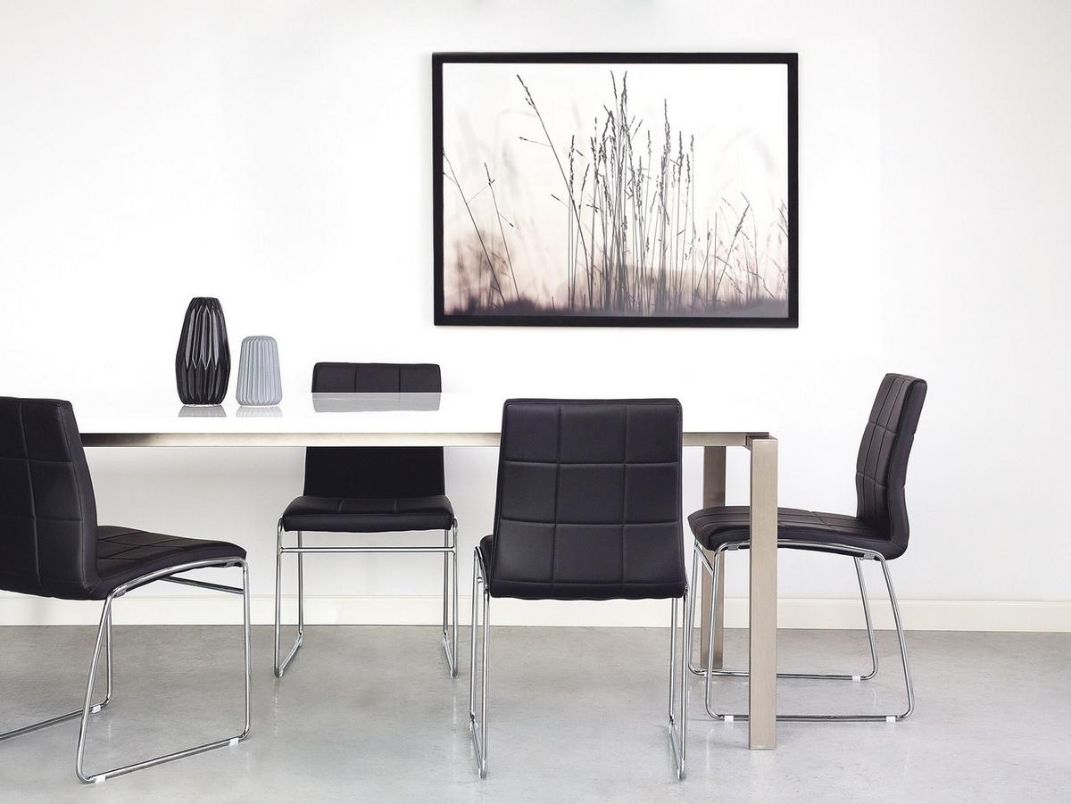 ESSZIMMERSTUHL 2er-Set Kunstleder Schwarz Kiron - Schwarz, Textil/Metall (50/84/54cm) - Beliani