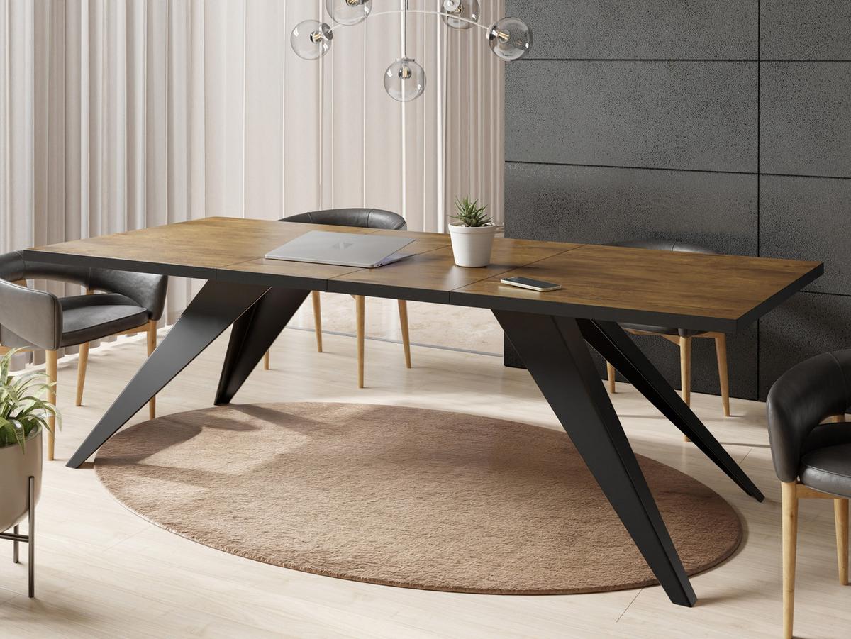 ESSTISCH Vance rechteckig ausziehbar, Lefkas Eiche 140-240/80/76 cm - Alteiche/Schwarz, Holzwerkstoff/Metall (80/240/76cm) - WFL GROUP