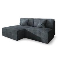 ECKSOFA FIORO P Graphitfarben Kordstoff mit Schlaffunktion - Graphitfarben/Grau, Holz/Kunststoff (204/148cm) - MASSENO