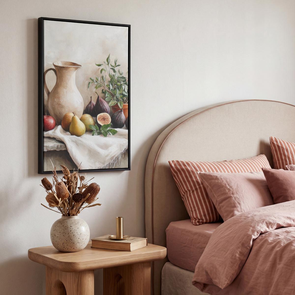 LEINWAND Bilder mit Rahmen - Obst - Kräuter - Ländlich - 40x60 - Naturfarben, Textil (40/60cm) - MuchoWow