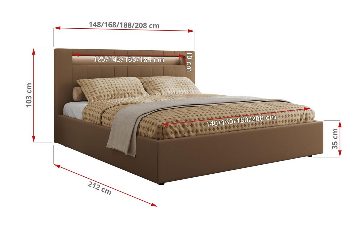 POLSTERBETT GOLD 5 CLASSIC 160/200 - Braun Kunstleder - Multipocket-Matratze - Braun, Textil (160/200cm) - MKS