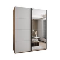 SCHWEBETÜRENSCHRANK 245,5/190/64 2-türig - Schwarz/Weiß, Holz/Metall (190/245/64cm) - Abiks Möbel