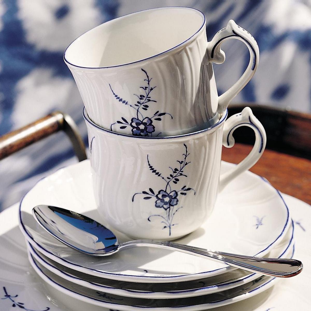FRÜHSTÜCKSTASSE MIT UNTERTASSE Vieux Luxembourg weiß-blau 240 ml - Blau/Weiß, Keramik (0.24L) - Villeroy & Boch