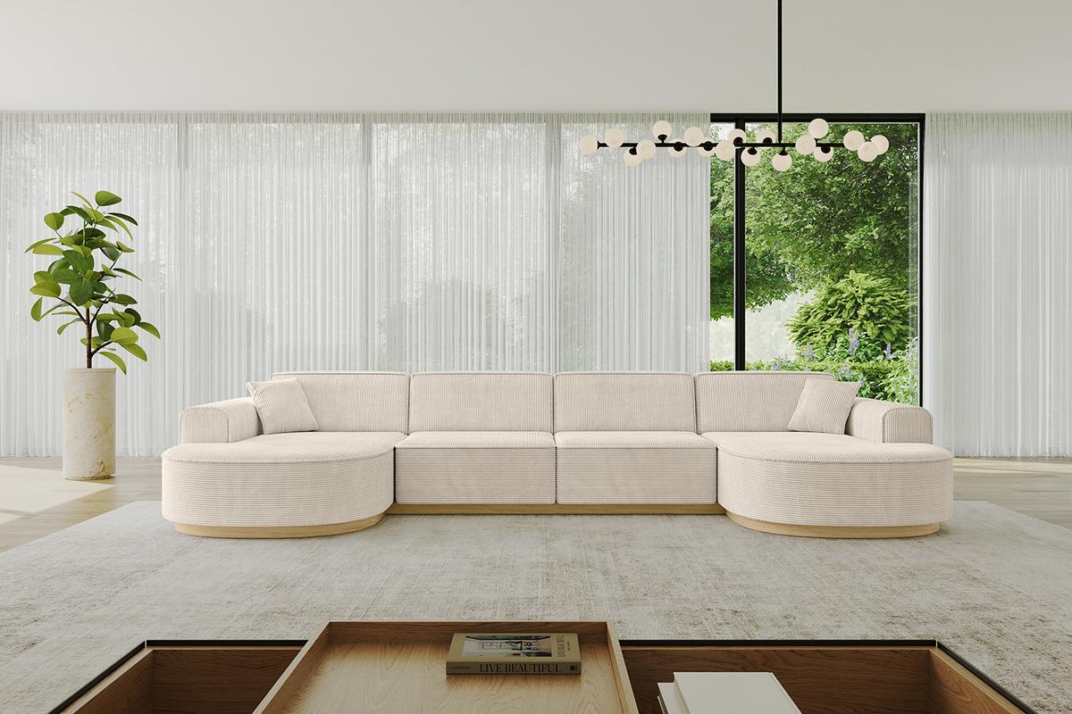 WOHNLANDSCHAFT MARI-U2-v2 - 388x171x83 cm Beige Cord - Beige, Holzwerkstoff/Textil (388/83/171cm) - ALTDECOR