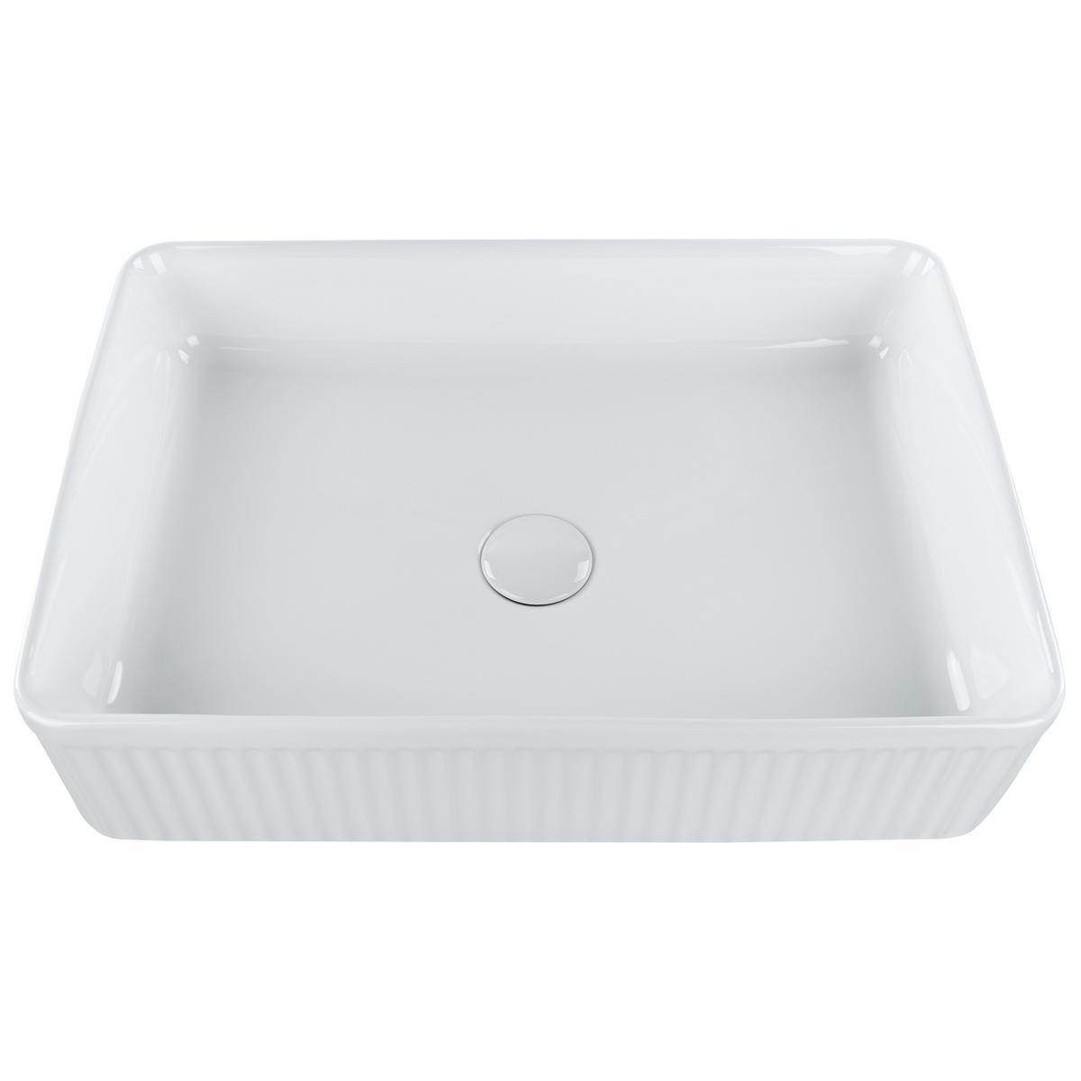 AUFSATZWASCHBECKEN Weiß 50/34 cm Keramik Geldo - Weiß, Keramik (50/13/34cm) - Beliani