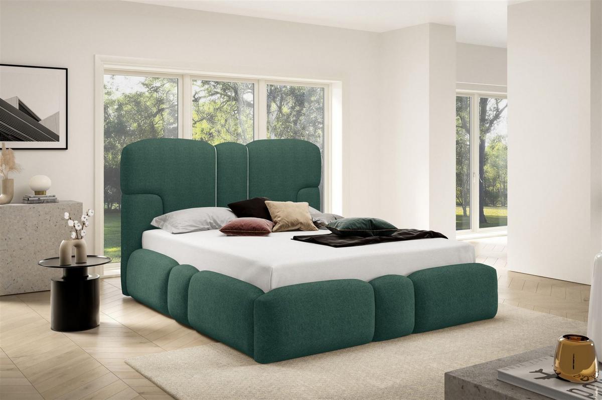 POLSTERBETT Jordan Komplettset - Grün, Holzwerkstoff/Textil (180/200cm) - Fun Möbel