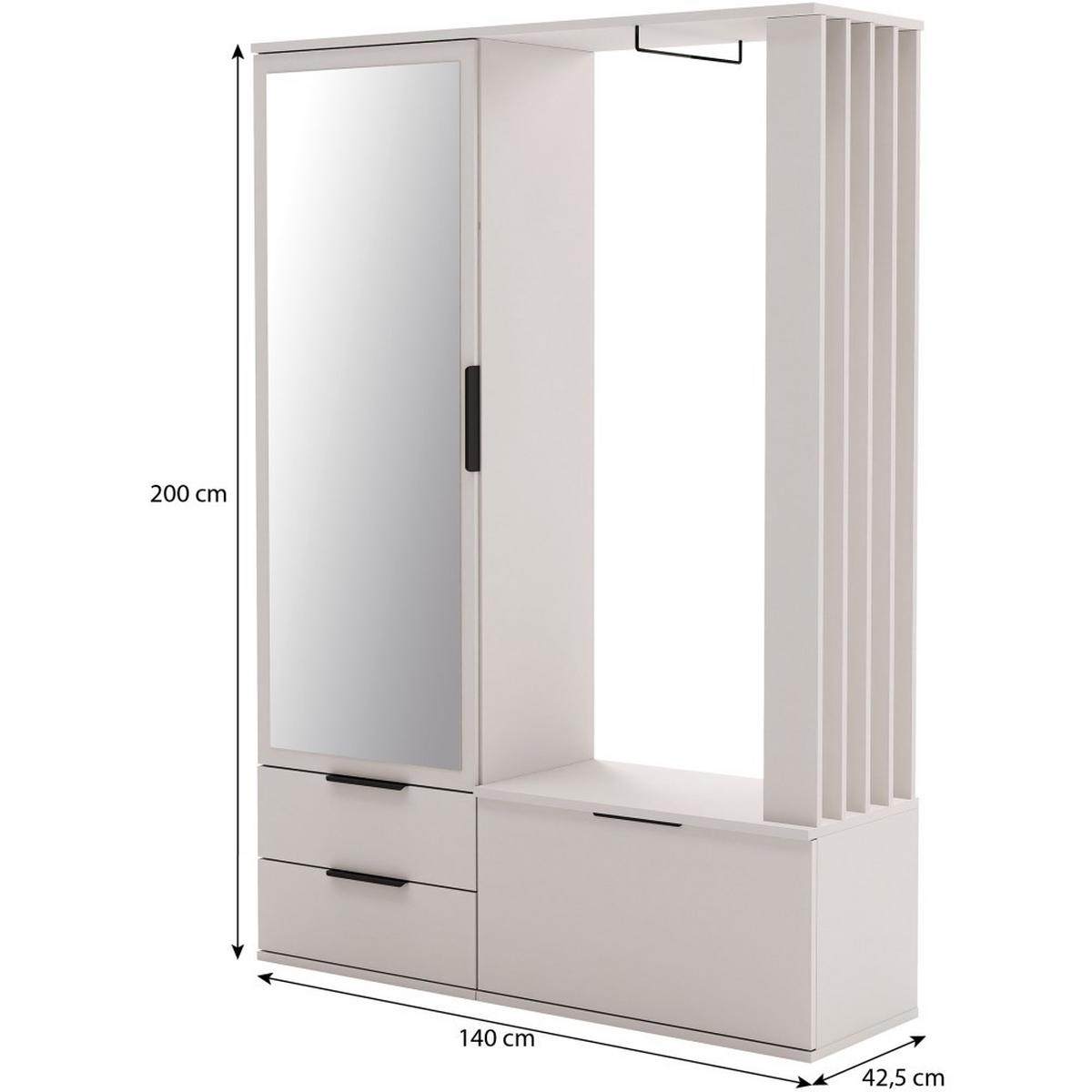 GARDEROBENSCHRANK Filo mit Spiegel und 2 Türen, Sandbeige - Sandfarben, Holzwerkstoff (140/200/42.5cm) - Beautysofa