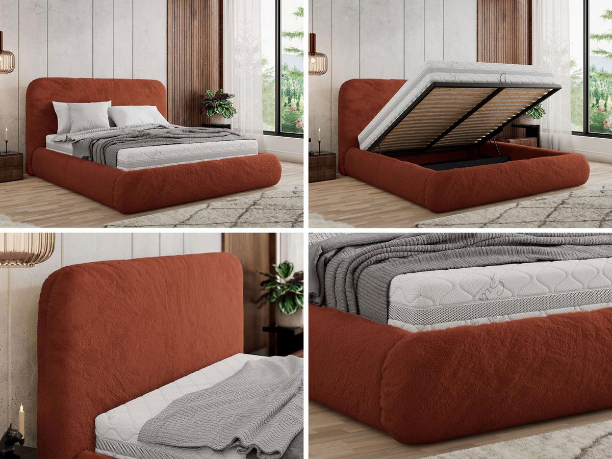 POLSTERBETT BENEA CLASSIC 200/200 - Orange Plüsch - Multipocket-Matratze - Orange, Textil (200/200cm) - MKS