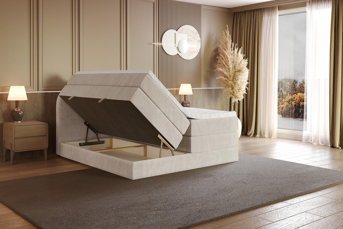 BOXSPRINGBETT mit Matratze und Lattenrost - NOX KING-140x200 - Beige Casablanca - Beige, Holzwerkstoff (140/200cm) - ALTDECOR