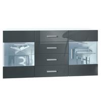 SIDEBOARD Carlos Grau Hochglanz - Grau, Holzwerkstoff (139/72/35cm) - Vladon
