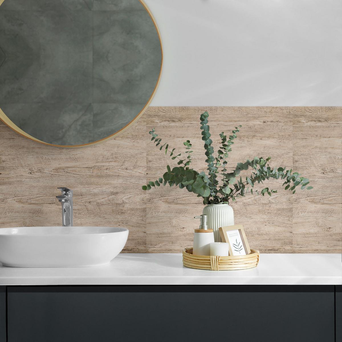 WANDPANEEL 4x 50x50 cm selbstklebend Albero - Beige, Kunststoff (50/1.6/50cm) - Wallfluent