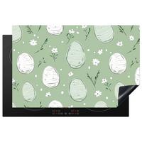 HERDABDECKPLATTE Grün - Eier - Muster Induktionsmatte 81x52 cm - Waldgrün, Kunststoff (81/52/0.2cm) - MuchoWow
