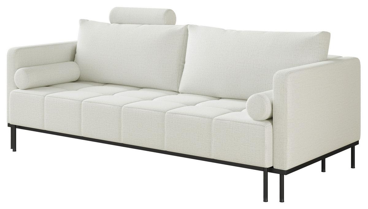 SCHLAFSOFA Skilia mit Schlaffunktion, 3-Sitzer 224 cm - Taupe/Schwarz, Textil/Metall (224/85/102cm) - Selsey