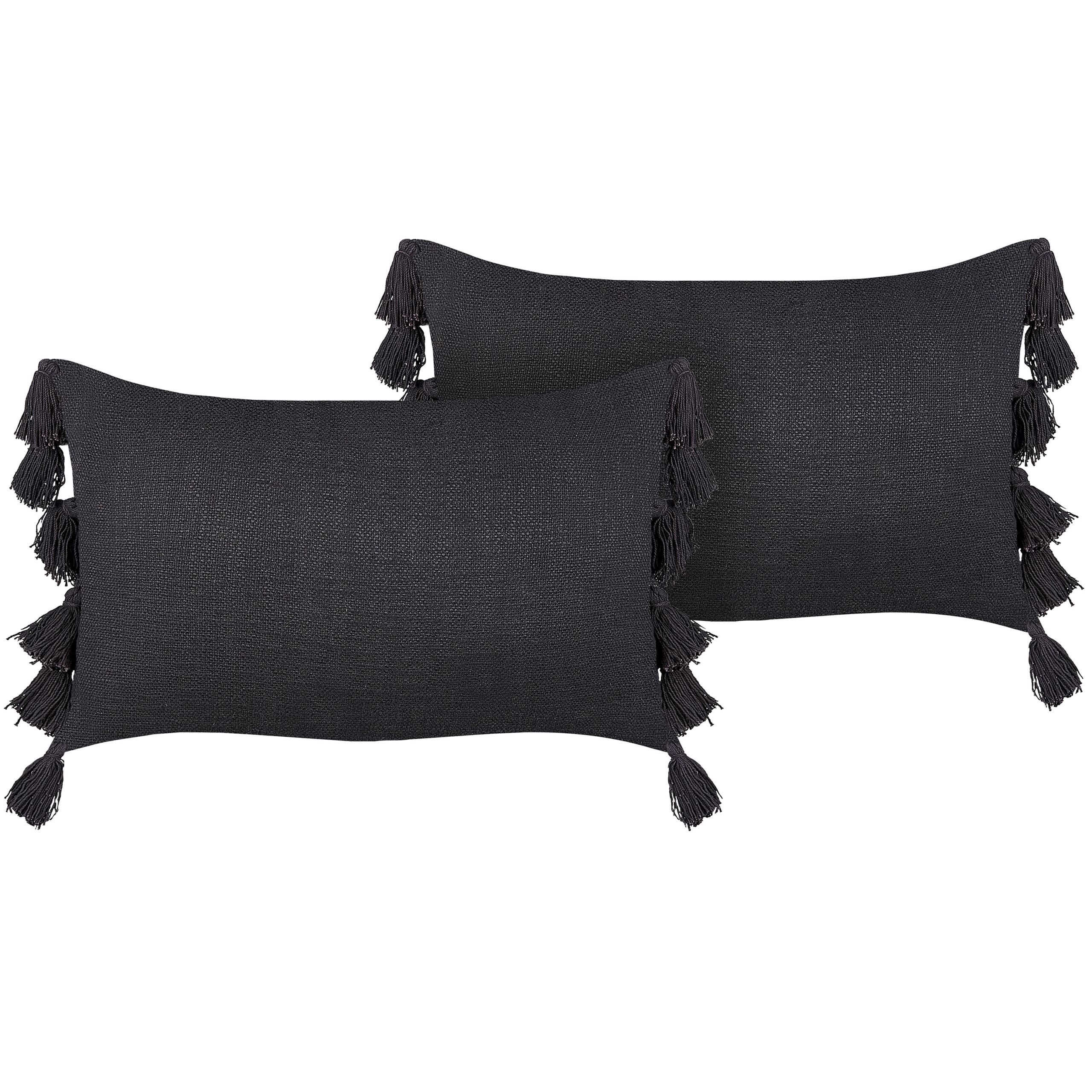 DEKOKISSEN 2er-Set Dunkelgrau 35/55 cm Lythrum - Dunkelgrau, Naturmaterialien/Textil (35/55cm) - Beliani