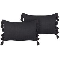 DEKOKISSEN 2er-Set Dunkelgrau 35/55 cm Lythrum - Dunkelgrau, Naturmaterialien/Textil (35/55cm) - Beliani