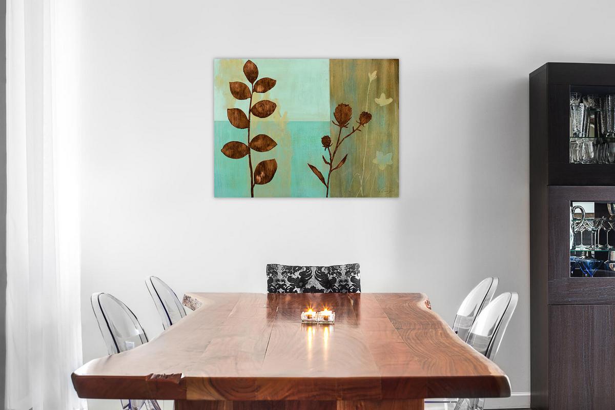 ACRYLBILD HANDGEMALT 80/60 cm - Türkis/Braun, Holz/Textil (80/60cm) - KUNSTLOFT