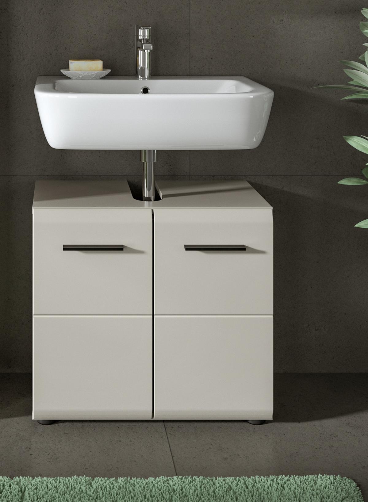 WASCHBECKENUNTERSCHRANK Kaschmir 60 cm, Badezimmer Unterschrank 2-türig - Kaschmir/Schwarz, Holzwerkstoff/Kunststoff (60/54/30cm) - Inn.Furn