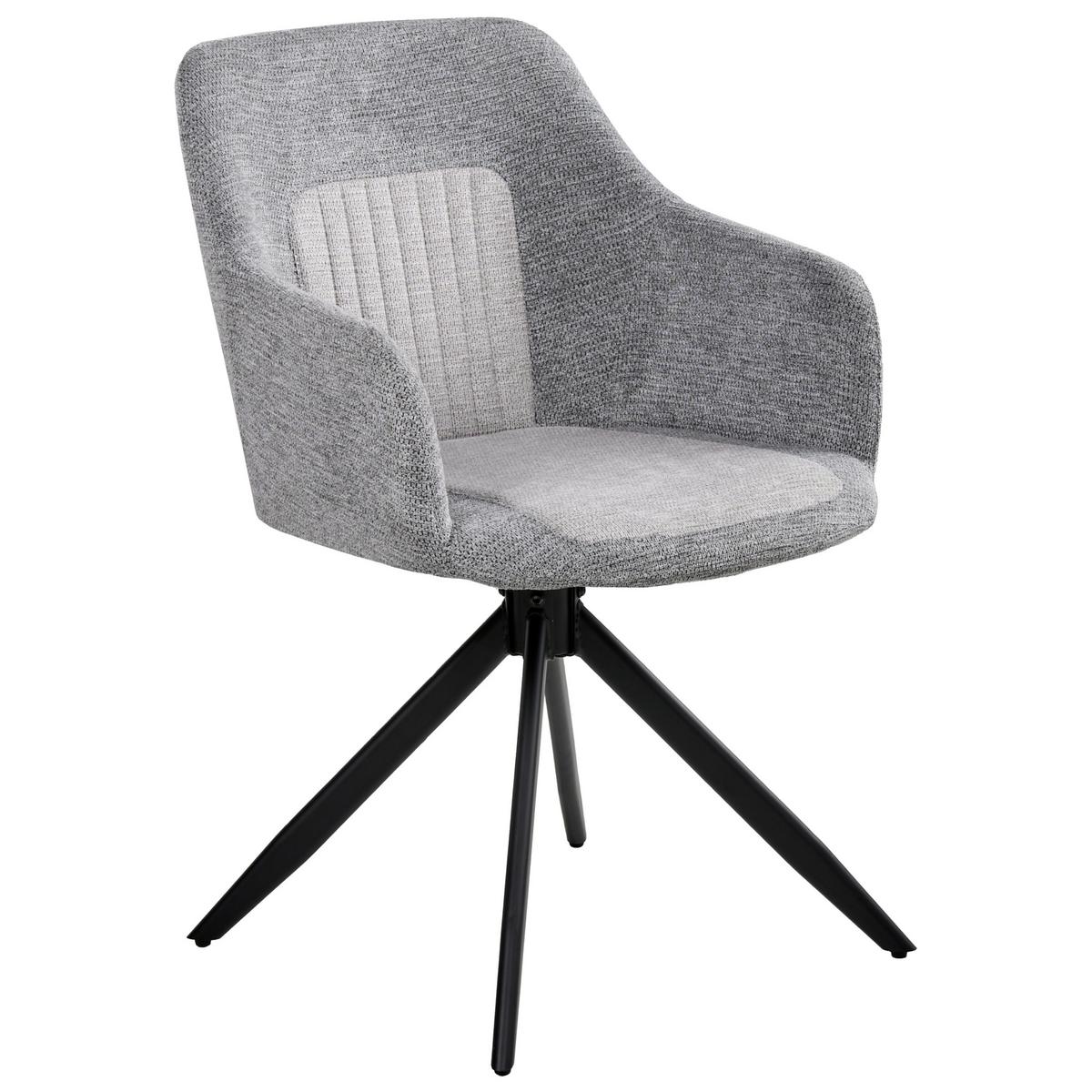 ESSZIMMERSTUHL 2er Set drehbar Stoff Grau Likely - Hellgrau, Textil (56/85/71cm) - Beliani