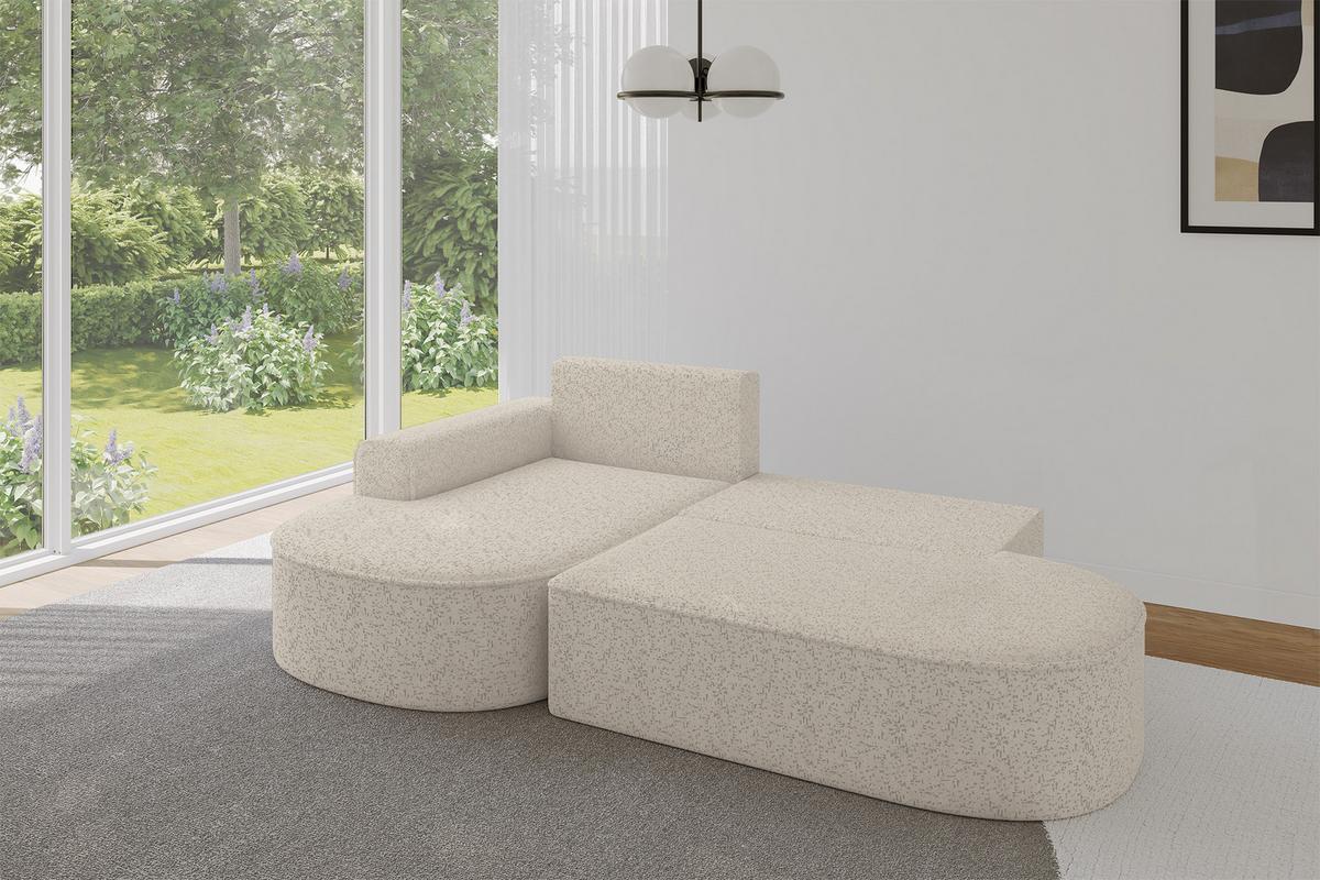 ECKSOFA mit Schlaffunktion und Bettkasten Ottomane Links MARI-L1-S - 283x167x73 cm Beige Tissu - Beige/Schwarz, Holzwerkstoff/Kunststoff (283/167cm) - ALTDECOR