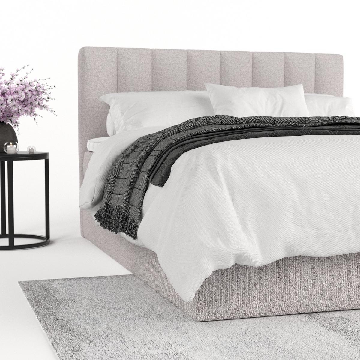 BOXBETT Lusso 160/200 cm Beige im Riva Stoff - Beige/Schwarz, Holz/Holzwerkstoff (160/200cm) - AltaBeds