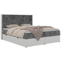 BOXBETT TRAVIT 160/200 - Grau Cord - Topper Visco - H4 - Schwarz/Grau, Kunststoff/Textil (160/200cm) - MKS