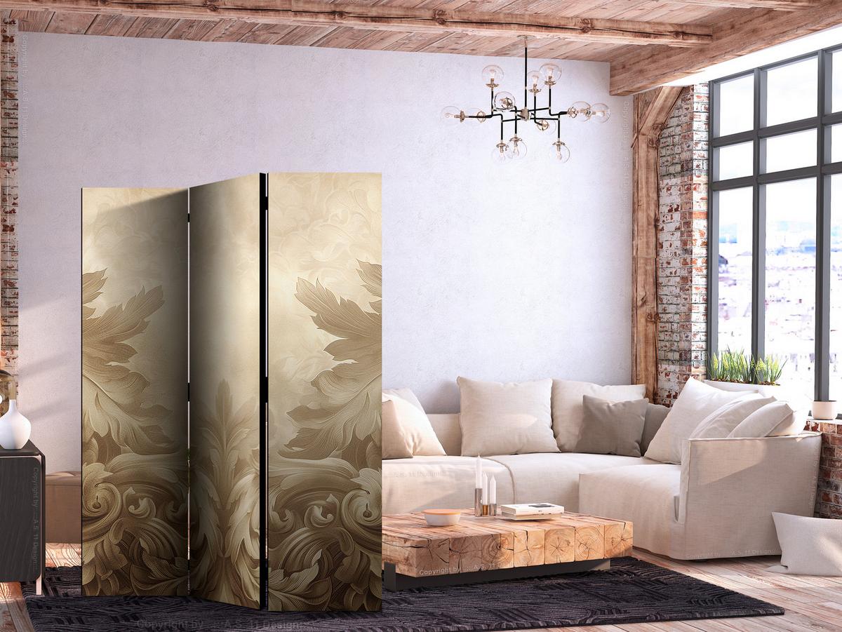 PARAVENT Einseitig Bedruckter 3-tlg 135x172 cm Barocke Ornamente - Beige, Holz/Textil (135/172/3cm) - Muralo
