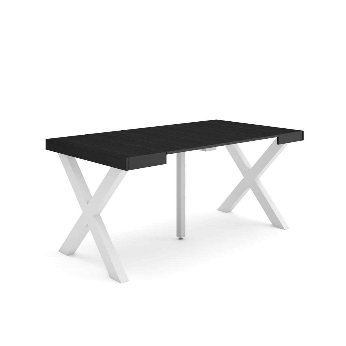 KONSOLENTISCH ausziehbar 58 bis 160cm, für 8 Gäste, schwarz, 90/58/73cm - Schwarz, Holzwerkstoff (90/160/73cm) - Skraut Home