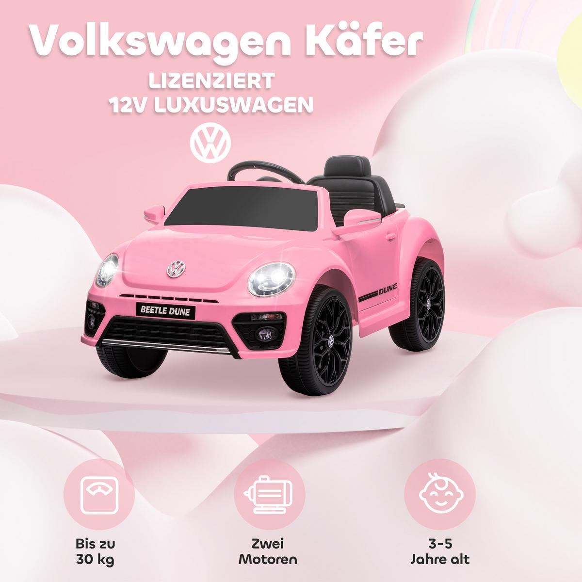 KINDER Elektroauto 12V Kinderauto mit 2,4G Fernbedienung, Musik, Hupe, 3-5 km/h - Rosa, Kunststoff (97/56.5/46cm) - AIYAPLAY