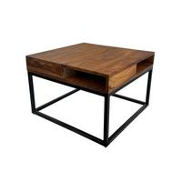COUCHTISCH SAZAVA, Dunkles Massivholz-Schwarz, mit Stauraum, 60 x 60 x 40 cm - Schwarz/Braun, Holz/Metall (60/60/40cm) - KADIMA DESIGN