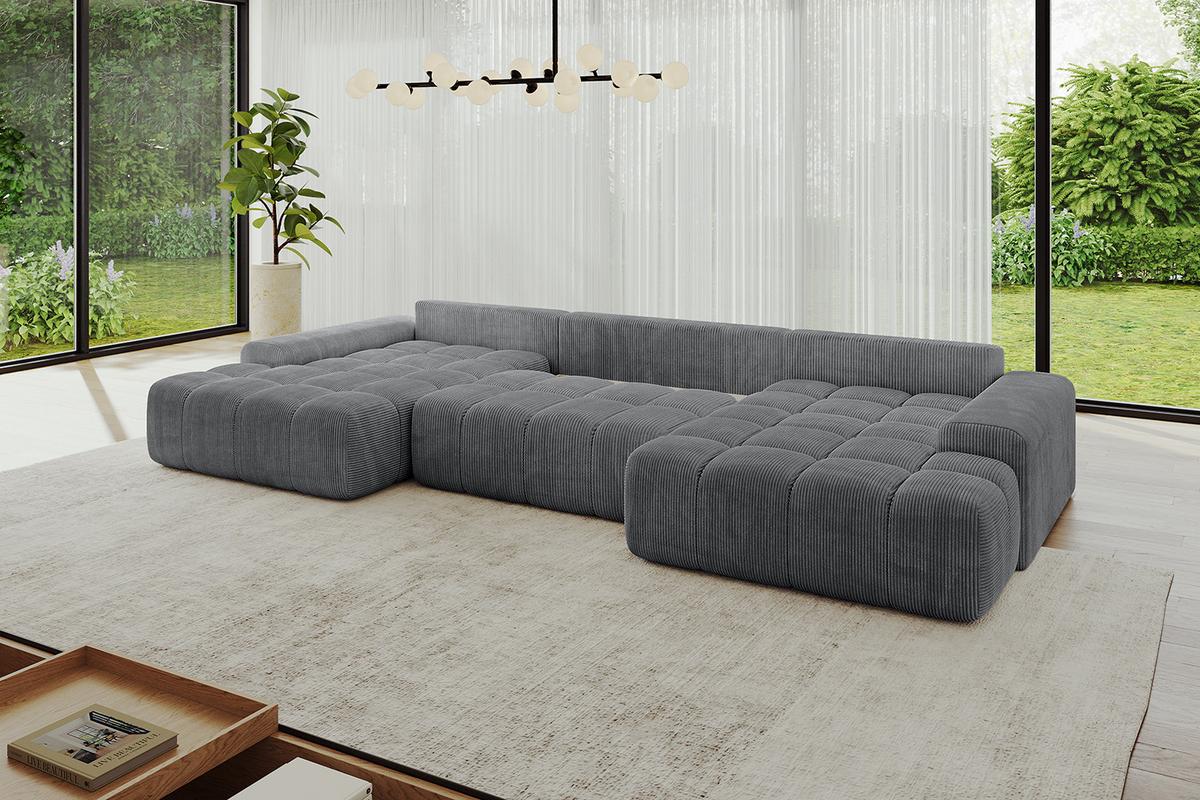 WOHNLANDSCHAFT ENSI-U - 353x164x69 cm Dunkelgrau - Dunkelgrau, Holzwerkstoff/Kunststoff (357/69/164cm) - ALTDECOR