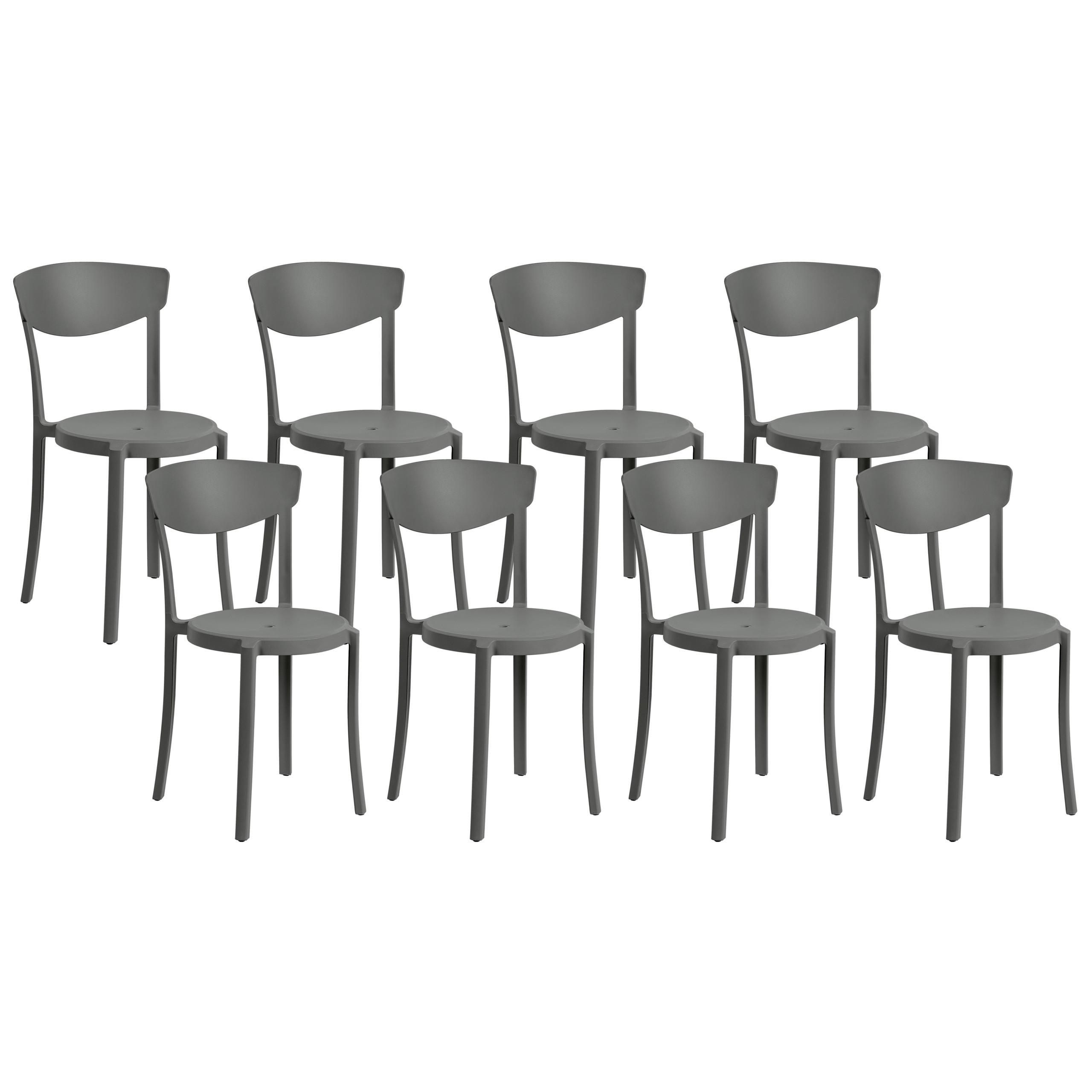GARTENSTÜHLE 8er-Set Kunststoff dunkelgrau Vieste - Grau, Kunststoff (42/80/40cm) - Beliani