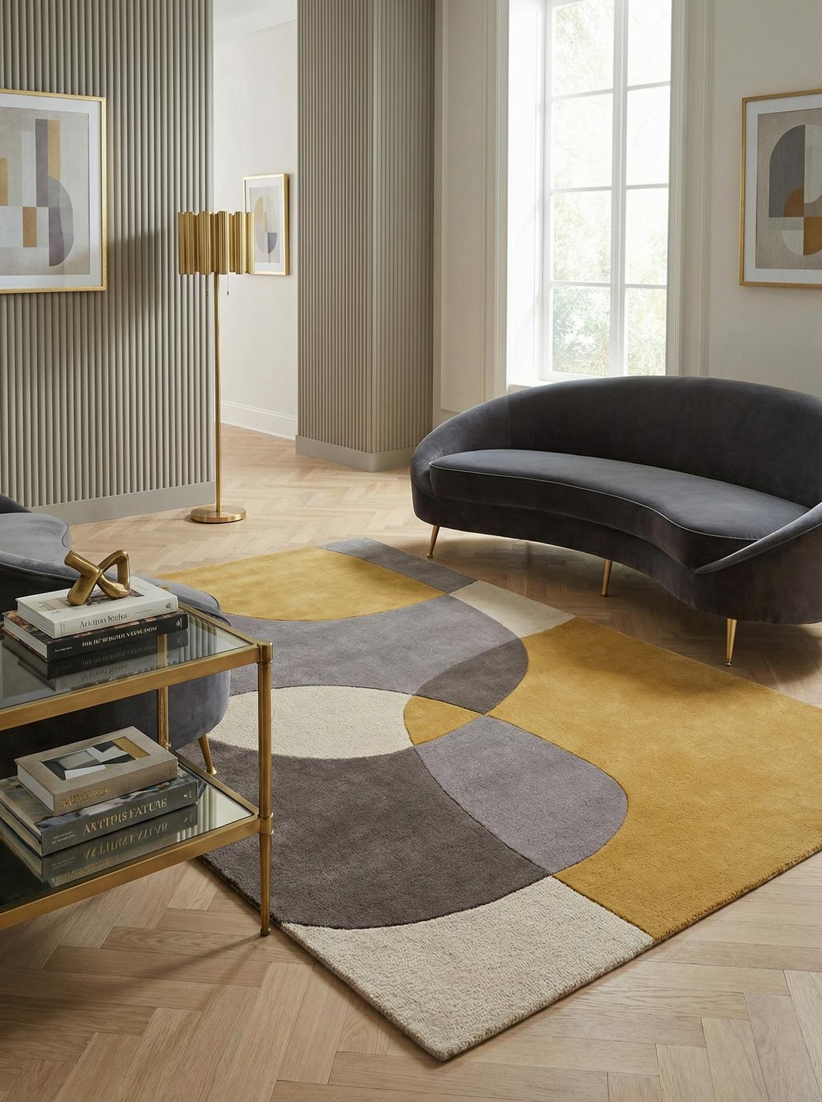 TEPPICH aus Wolle AIRE in Ocker, abstrakt, 200 x 290 cm - Gelb, Textil (290/200cm) - KADIMA DESIGN
