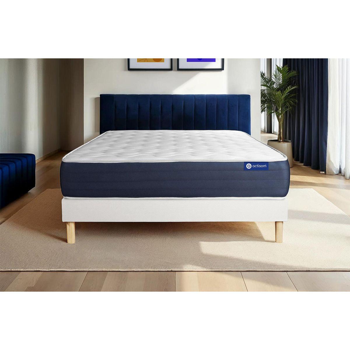 BETT Actimemo sleep Memory-Schaum 140 x 190 cm h1 - Kit Bettgestell Weiß - Beige/Weiß, Karton/Holz (140/190cm) - ACTISOM