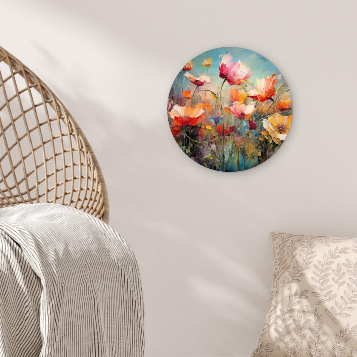 WANDBILD Blumen - Aquarell - Kunst - Botanisch - Natur Deko Wohnzimmer 30x30 cm - Orange, Kunststoff (30/30cm) - MuchoWow