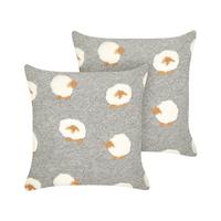 DEKOKISSEN 2er-Set Grau 45/45 cm Einadia - Weiß/Grau, Textil (45/45cm) - Beliani