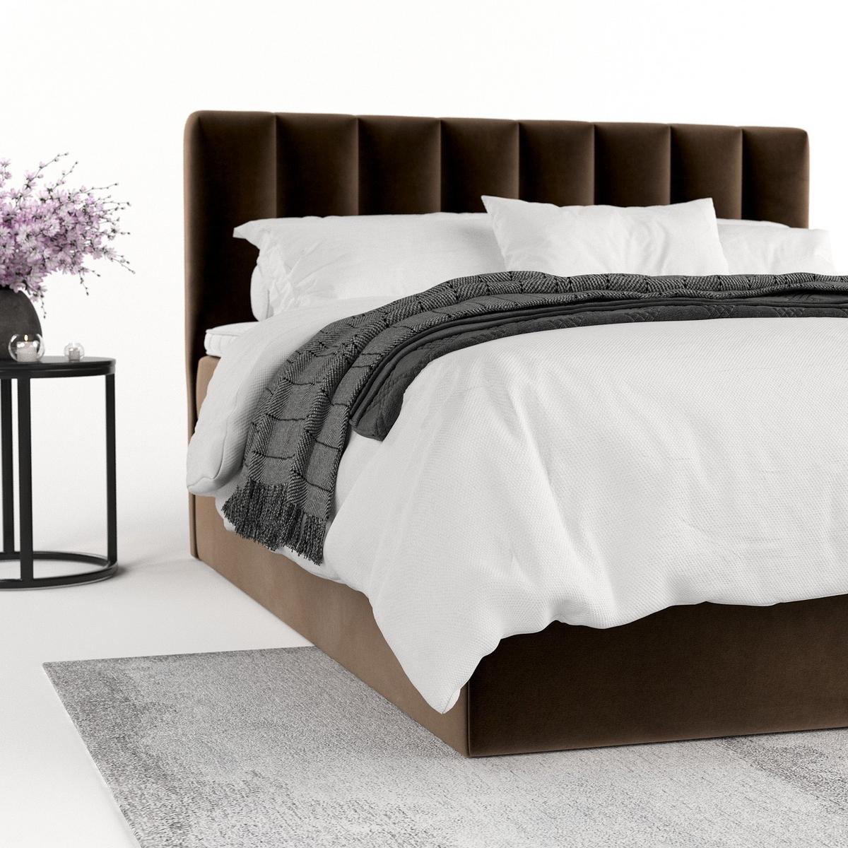 BOXBETT Lusso 160/200 cm Braun im Kronos Stoff - Schwarz/Braun, Holz/Holzwerkstoff (160/200cm) - AltaBeds
