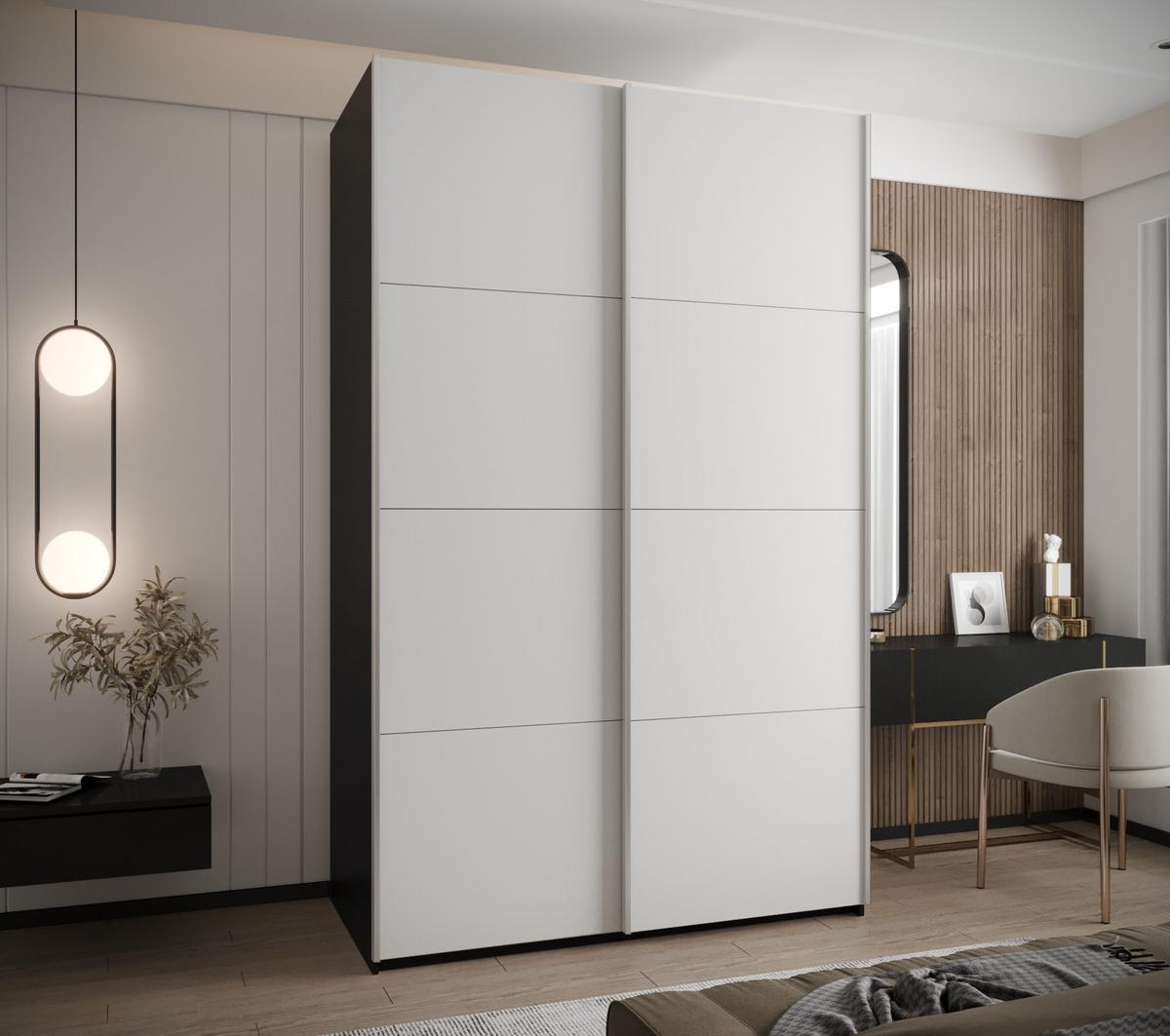 SCHWEBETÜRENSCHRANK 245,5/150/64 2-türig - Silberfarben/Schwarz, Holz/Metall (150/245/64cm) - Abiks Möbel
