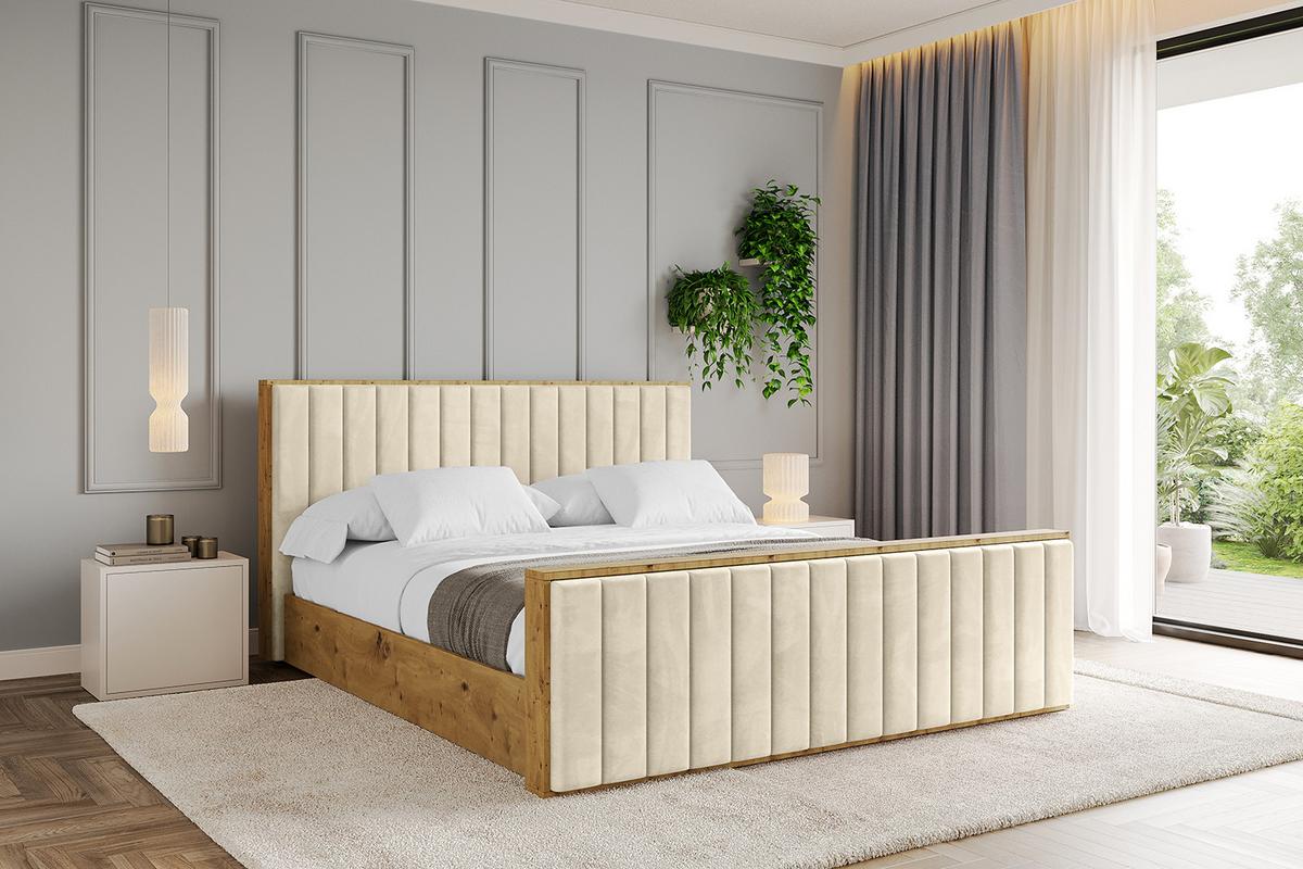 POLSTERBETT mit Bettkasten, Fußteil und Lattenrost, Boxbett mit Matratze H3/H4 - ENZO4-Z 180x200 Beige - Ecru, Holzwerkstoff/Textil (180/200cm) - ALTDECOR