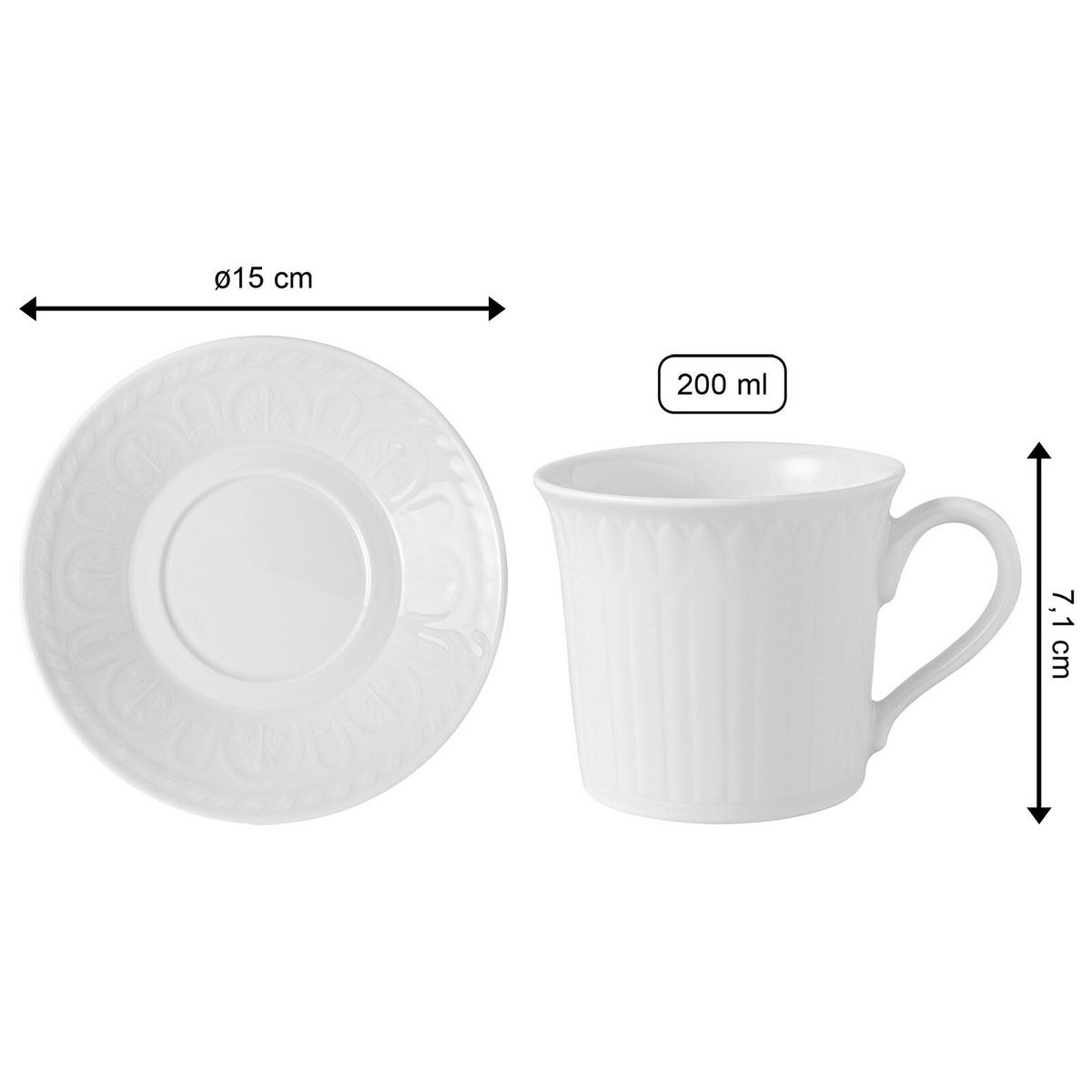 KAFFEETASSE MIT UNTERTASSE Cellini weiß 200 ml 2er Set - Weiß, Keramik (2/2/2cm) - Villeroy & Boch
