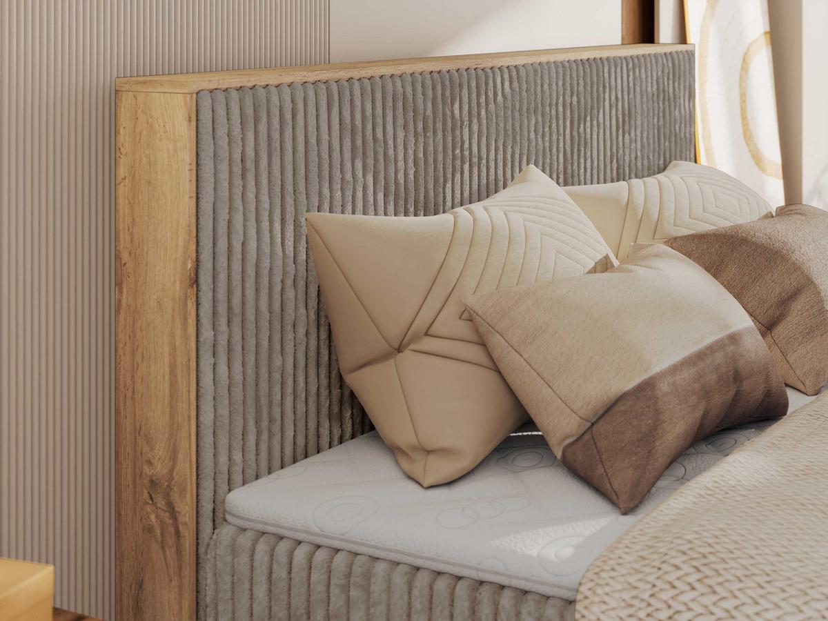 BOXBETT WOOD CLASSIC KING 200/200 - Hellbraun Cord - H3 - Hellbraun, Textil (200/200cm) - MKS