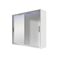 KLEIDERSCHRANK London VI, mit RGB LED Beleuchtung - Silberfarben/Weiß, Holzwerkstoff/Kunststoff (180/215/58cm) - MIRJAN24