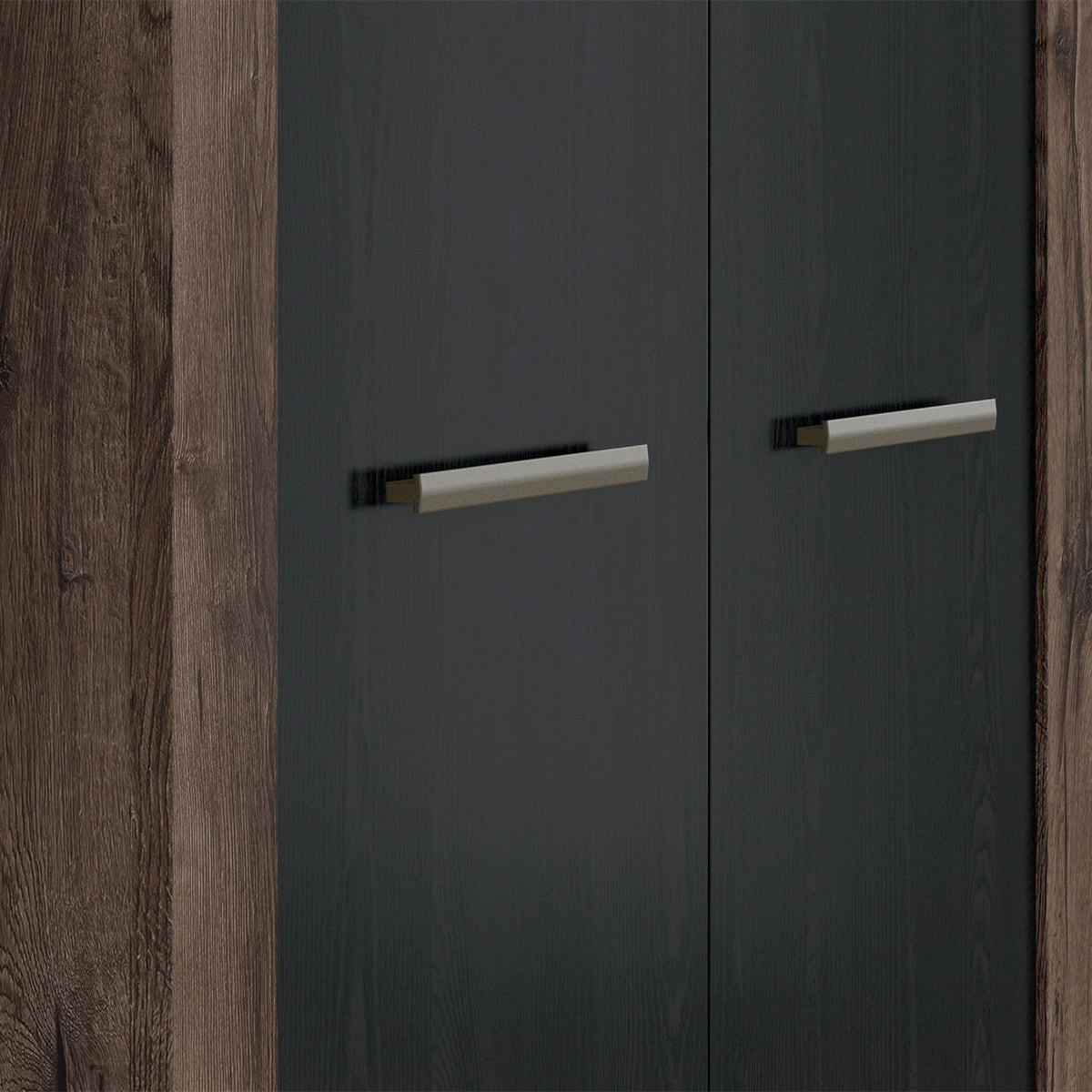 SCHRANK 2 Türen Adam Holz und Schwarz - Schwarz, Holzwerkstoff (98/195/55cm) - Petits-meubles