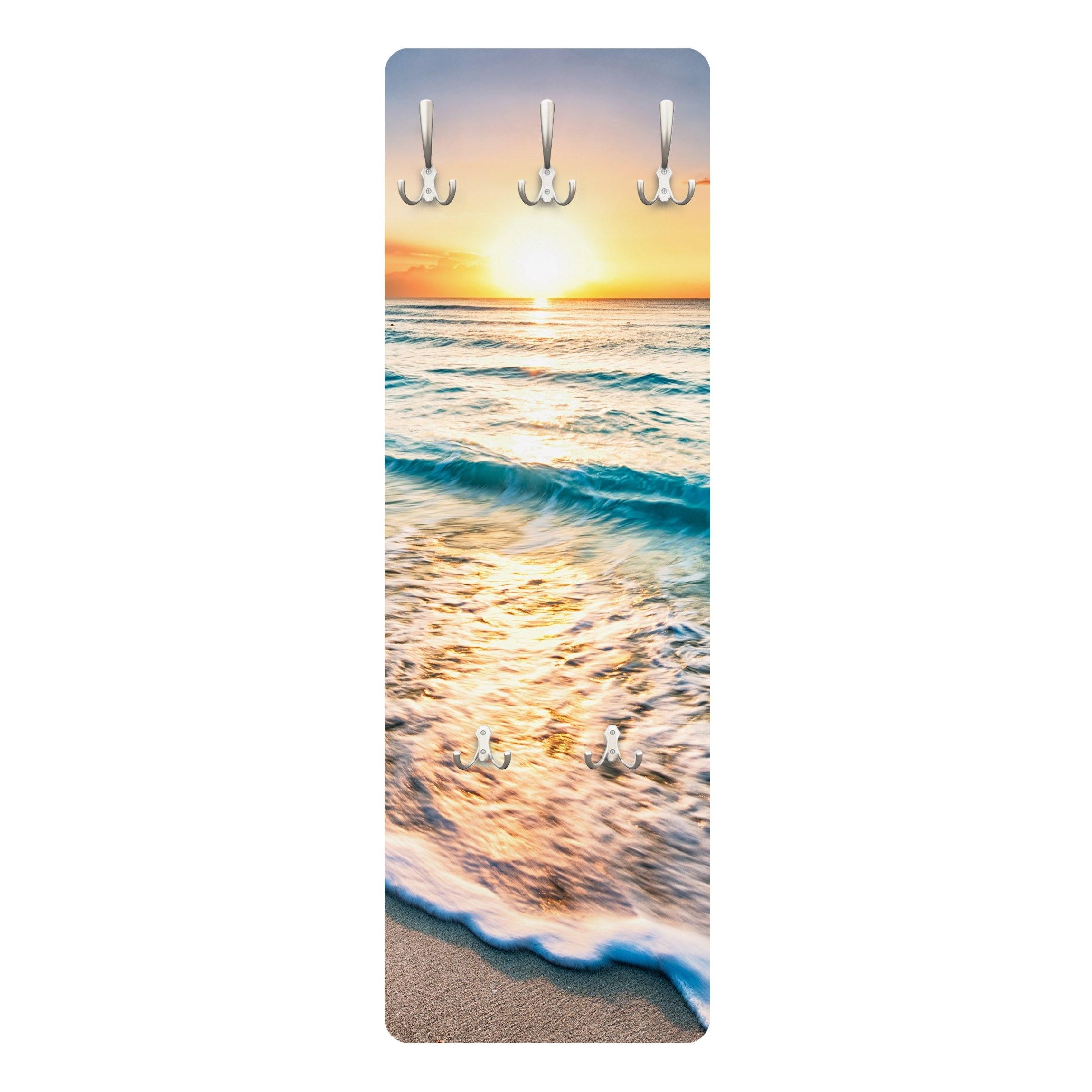 WANDGARDEROBE - Sonnenuntergang am Strand 34/105 cm - Blau, Holzwerkstoff (34/105/1.6cm) - Bilderwelten