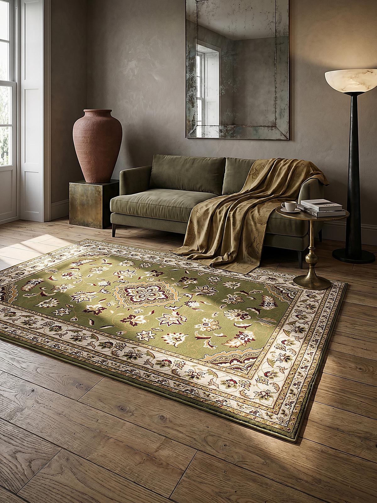 TEPPICH GLAZERT, klassisch-floral, Grün, 80 x 150 cm - Grün, Textil (150/80cm) - KADIMA DESIGN